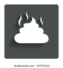 Feces sign icon. Clean up after pets symbol. Put it in the bag. Gray flat button with shadow. Modern UI website navigation. Vector