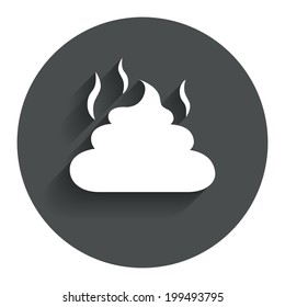 Feces sign icon. Clean up after pets symbol. Put it in the bag. Circle flat button with shadow. Modern UI website navigation. Vector