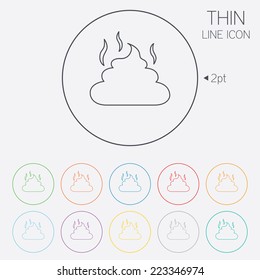 Feces sign icon. Clean up after pets symbol. Put it in the bag. Thin line circle web icons with outline. Vector