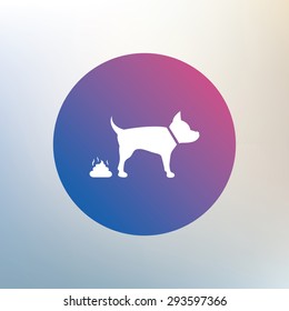 Feces sign icon. Clean up after pets symbol. Put it in the bag. Icon on blurred background. Vector