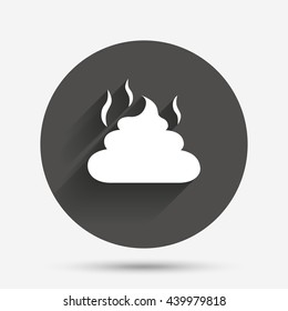 Feces sign icon. Clean up after pets symbol. Put it in the bag. Circle flat button with shadow. Vector