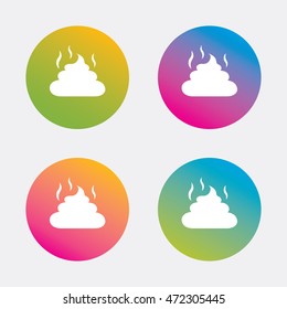 Feces sign icon. Clean up after pets symbol. Put it in the bag. Gradient flat buttons with icon. Modern design. Vector