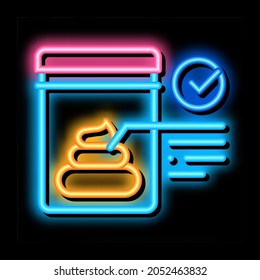 Feces In Vitro Test Neon Light Sign Vector. Glowing Bright Icon Feces In Vitro Test Sign. Transparent Symbol Illustration