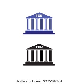 FED , federal reserve bank classic building with title fed. Central bank and national financial institution in the united states of america usa , vector illustration for web mobile  