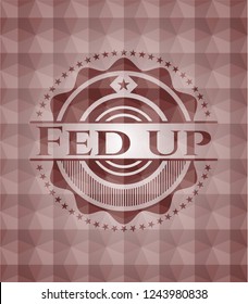 Fed up red emblem with geometric pattern. Seamless.