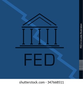 FED in trouble Illustration. Flat Design.