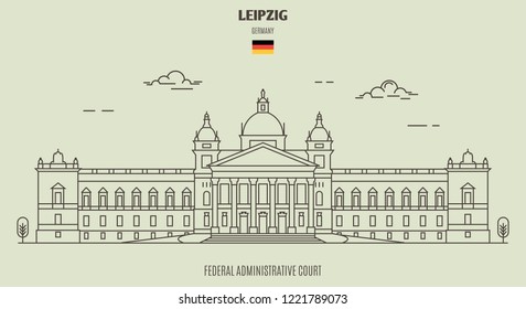 Federal Administrative Court in Leipzig, Germany. Landmark icon in linear style