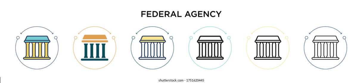 Federal agency icon in filled, thin line, outline and stroke style. Vector illustration of two colored and black federal agency vector icons designs can be used for mobile, ui, web