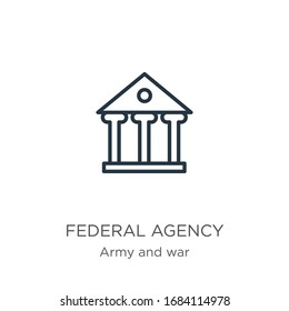 Federal agency icon. Thin linear federal agency outline icon isolated on white background from army and war collection. Line vector sign, symbol for web and mobile