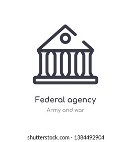 federal agency outline icon. isolated line vector illustration from army and war collection. editable thin stroke federal agency icon on white background