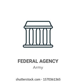 Federal Agency Outline Vector Icon. Thin Line Black Federal Agency Icon, Flat Vector Simple Element Illustration From Editable Army Concept Isolated On White Background