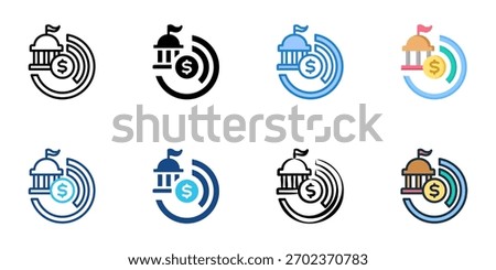 Federal budget icon set multiple style collection 

