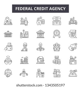 Federal credit agency line icons for web and mobile design. Editable stroke signs. Federal credit agency  outline concept illustrations