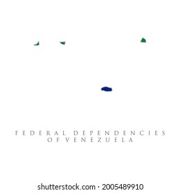 Federal Dependencies of Venezuela detailed map with flag of country. national flag isolated on white background.
