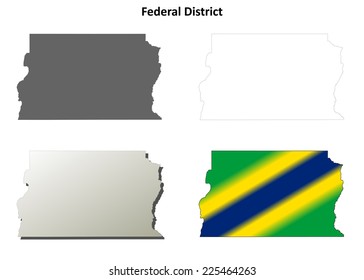 Federal District blank outline map set