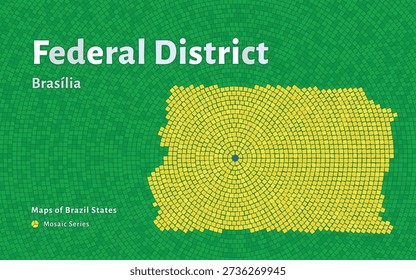 Federal District Map in Mosaic Pattern with Capital Brasília