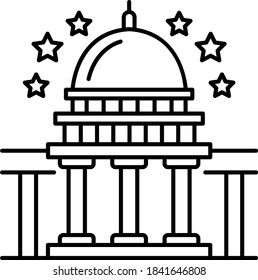 Federal Election Commission Sign, Voting and election season vector icon design, Presidential elections in United States Symbol on White background, Government Building with stars Concept, 