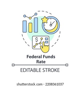 Federal funds rate concept icon. How can government deal with inflation abstract idea thin line illustration. Isolated outline drawing. Editable stroke. Arial, Myriad Pro-Bold fonts used