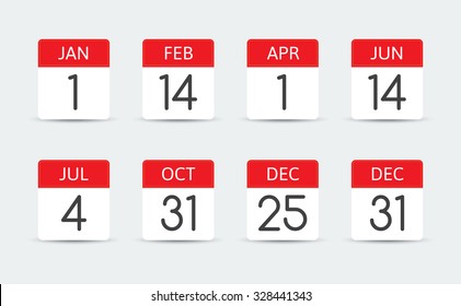 Federal holiday calendar in the USA. Vector illustration