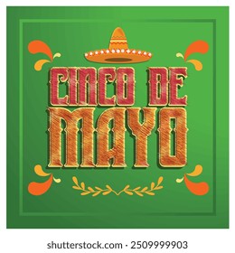 Feriados federais no México. Cinco de Mayo comemoração com chapéu sombrero. Conceito Cinco de Mayo. Ilustração de vetor plano.