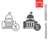 Federal income tax line and glyph icon, tax and finance, government vector icon, vector graphics, editable stroke outline sign, eps 10.