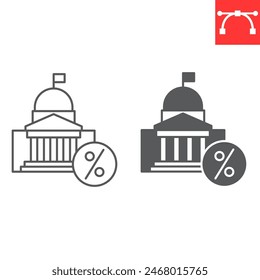 Federal income tax line and glyph icon, tax and finance, government vector icon, vector graphics, editable stroke outline sign, eps 10.