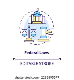 Federal laws concept icon. Governmental regulations. Law and legal issue abstract idea thin line illustration. Isolated outline drawing. Editable stroke. Arial, Myriad Pro-Bold fonts used