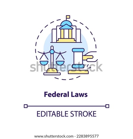 Federal laws concept icon. Governmental regulations. Law and legal issue abstract idea thin line illustration. Isolated outline drawing. Editable stroke. Arial, Myriad Pro-Bold fonts used