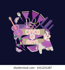 	
Federal Mexican holiday Cinco de Mayo or 5 of May celebration vector background. Ideal for Mexican themed parties flyers, banners and social media posts