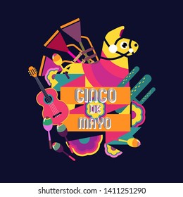 	
Federal Mexican holiday Cinco de Mayo or 5 of May celebration vector background. Ideal for Mexican themed parties flyers, banners and social media posts