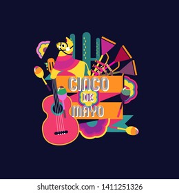 	
Federal Mexican holiday Cinco de Mayo or 5 of May celebration vector background. Ideal for Mexican themed parties flyers, banners and social media posts