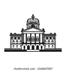 Federal Palace of Switzerland building silhouette vector