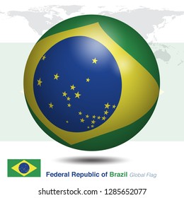 Federal Republic of Brazil global flag, 3D vector illustration graphic template