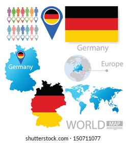 Federal Republic of Germany. flag. World Map. vector Illustration.