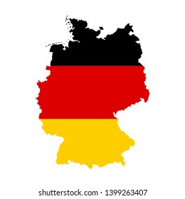 Federal Republic of Germany map with the flag inside isolated on white background