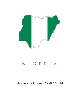 Karte der Bundesrepublik Nigeria. Kreative nationale Landkarte mit nigerianischer Flagge, Vektorgrafik