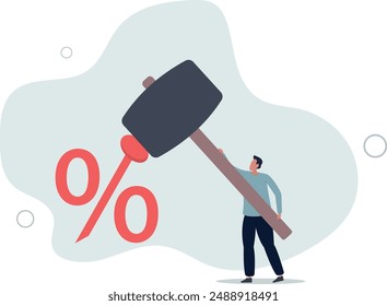 Federal Reserve low interest rate or central bank with long time zero percent interest rate until economic recover concept.flat design.illustration with people.