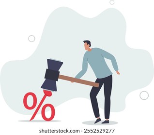 Federal Reserve low interest rate or central bank with long time zero percent interest rate until economic recover concept.flat characters.