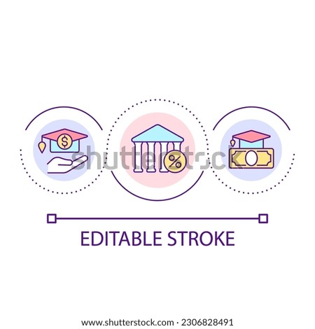 Federal student loans loop concept icon. Financial support of students. Payment for education abstract idea thin line illustration. Isolated outline drawing. Editable stroke. Arial font used