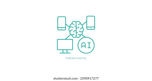 Federated Learning for Secure and Decentralized AI Model Training Vector Icon