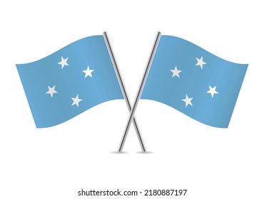 The Federated States of Micronesia
crossed flags. Micronesian flags on white background. Vector icon set. Vector illustration.
