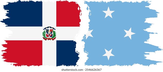 Federated States of Micronesia and Dominican Republic grunge flags connection, vector