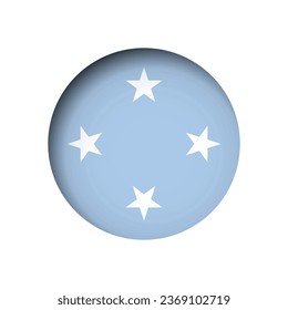Bandera de Estados Federados de Micronesia - detrás del agujero de papel circular cortado con sombra interior.