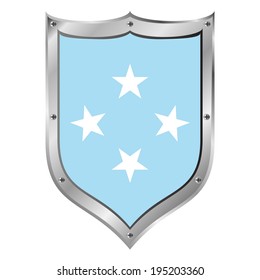 Federated States of Micronesia flag button on a white background. Vector illustration.