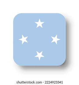 Bandera de los Estados Federados de Micronesia - cuadrado vectorial plano con esquinas redondeadas y sombra caída.