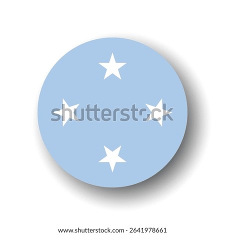 Federated States of Micronesia flag - flat vector circle icon or badge with dropped shadow.