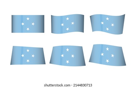 Federated States of Micronesia Flag Set Flags National Symbol Banner Icon Vector Stickers Oceania Island Islands Wave Country State Wavy Realistic Culture Nation Republic Kingdom Every All Vintage