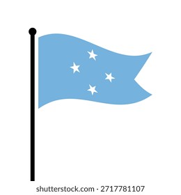 Ilustración vectorial de bandera de los Estados Federados de Micronesia. Bandera de Micronesia ondeante. Bandera de asta de bandera de los Estados Federados de Micronesia.