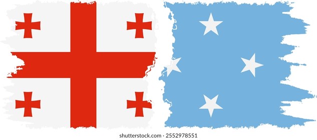 Federated States of Micronesia and Georgia grunge flags connection, vector