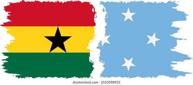 Federated States of Micronesia and Ghana grunge flags connection, vector